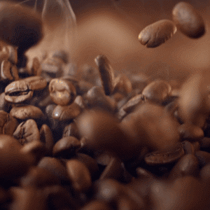 Ruchomy obraz poruszających się podgrzewanych ziaren kawy Prima